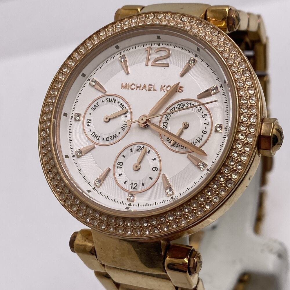 MK Womens Rose Gold Watch Works New Battery